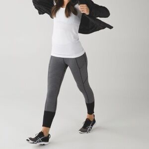 Lululemon Rebel Runner Crop Mini Pop Stripe Heathered Slate Black 4